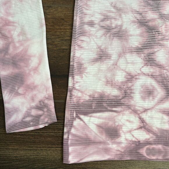 Lululemon Swiftly Tech Size 4 Long Sleeve 2.0 Shibori Stripe Pink Taupe Tie Dye - Picture 3 of 14